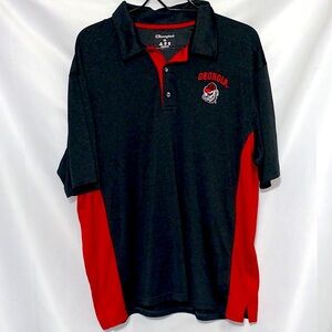Champion Men's Polo Shirt  Size XL GEORGIA BULLDOGS in Black and Red. CLEAN